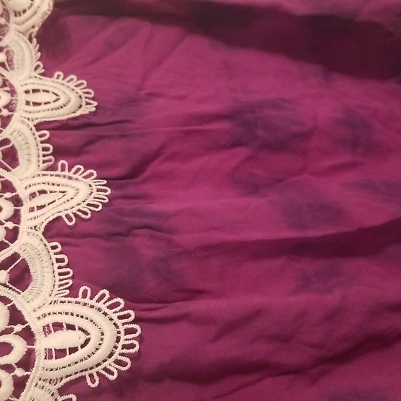 Purple Boho Lace Tie Dye Sleeveless Blouse - Picture 4 of 8